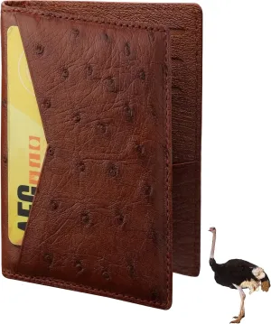Light Brown Ostrich Leather Card Holder Wallet Executive Business Wallet Minimalist Credit Card Premium RFID Blocking Front Pocket Slim Father's Day Gift for Him Handmade CARDOS-06