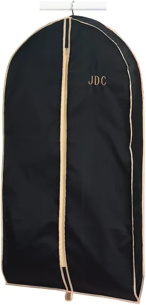 Lillian Vernon Monogram Garment Bag for Men & Women – Personalized 40” Clothing Protector for Suits, Dresses, Gowns, Costumes, & Uniforms, Heavy Duty Black Poly Bags for Travel & Storage