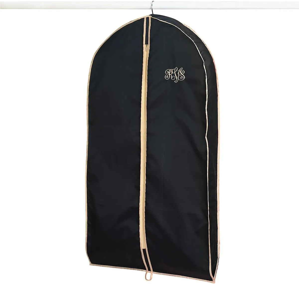 Lillian Vernon Script Monogram Garment Bag for Men & Women – Personalized 40” Clothing Protector for Suits, Dresses, Gowns, Costumes, & Uniforms, Heavy Duty Black Poly Bags for Travel & Storage