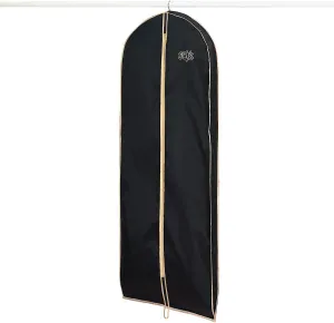 Lillian Vernon Script Monogram Garment Bag for Men & Women – Personalized 60” Clothing Protector for Suits, Dresses, Gowns, Costumes, & Uniforms, Heavy Duty Black Poly Bags for Travel & Storage