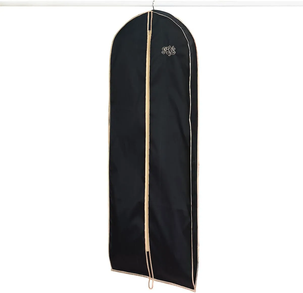 Lillian Vernon Script Monogram Garment Bag for Men & Women – Personalized 60” Clothing Protector for Suits, Dresses, Gowns, Costumes, & Uniforms, Heavy Duty Black Poly Bags for Travel & Storage