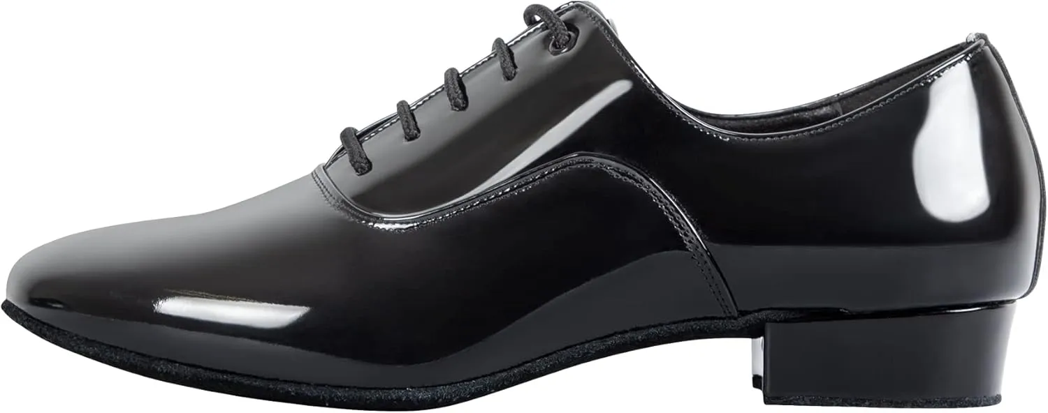 Linodes Men's Latin Dance Shoes 1 Inch Leather Sole Ballroom Salsa Tango Waltz Character Shoe