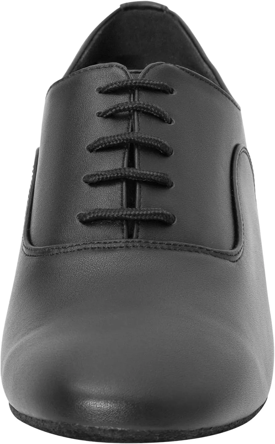Linodes Men's Latin Dance Shoes 1 Inch Leather Sole Ballroom Salsa Tango Waltz Character Shoe