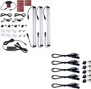 Litever 3-Light-Bar-Kit Under Cabinet LED Lighting Kit Daylight 5000K Additional 5-Pack Slim 20" Extension Cables