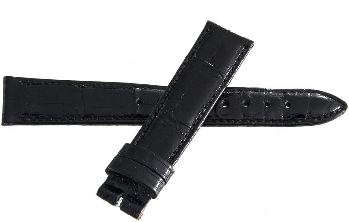 Locman Women's 16mm Black Alligator Leather Watch Band Strap Short