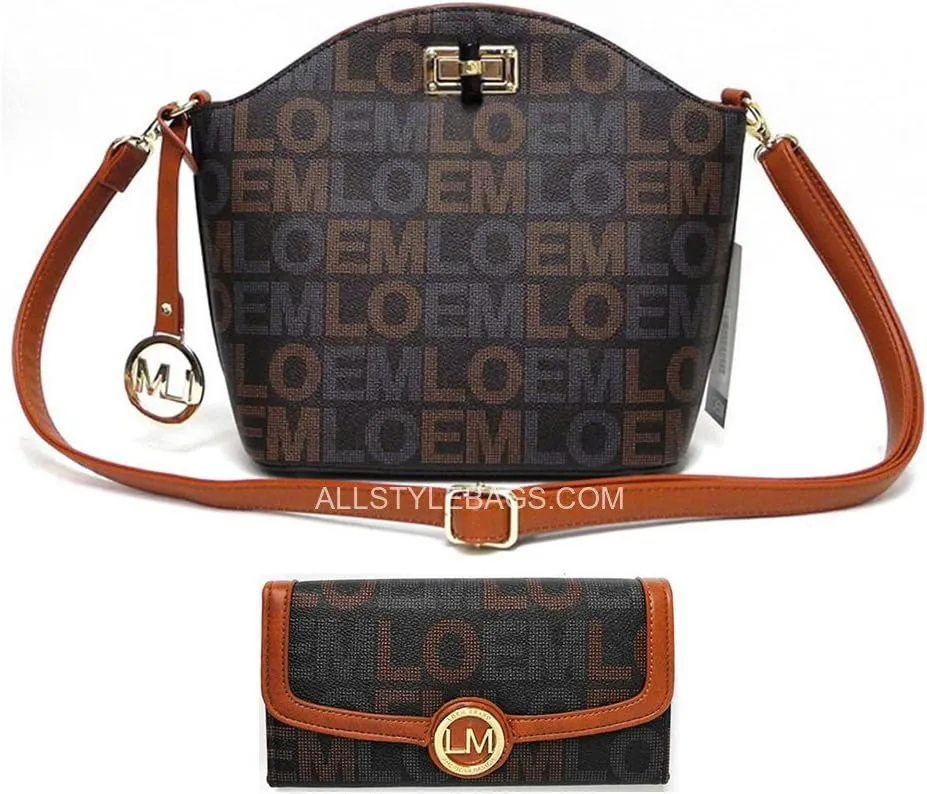 LOEM monogrammed signature cross-body messenger wallet shoulder Bag set lock