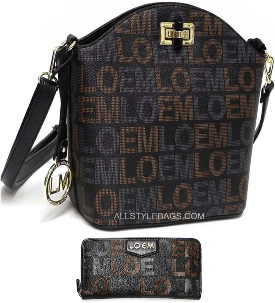 LOEM monogrammed signature cross-body messenger wallet shoulder Bag set lock