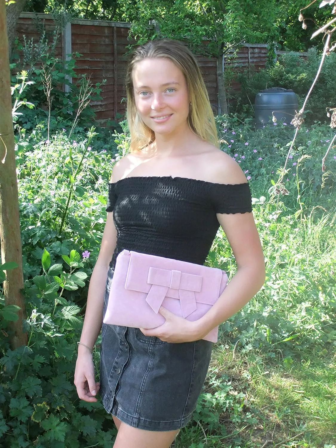 LONI Womens Clutch Bag Shoulder Bag Wristlet in Patent Faux Leather