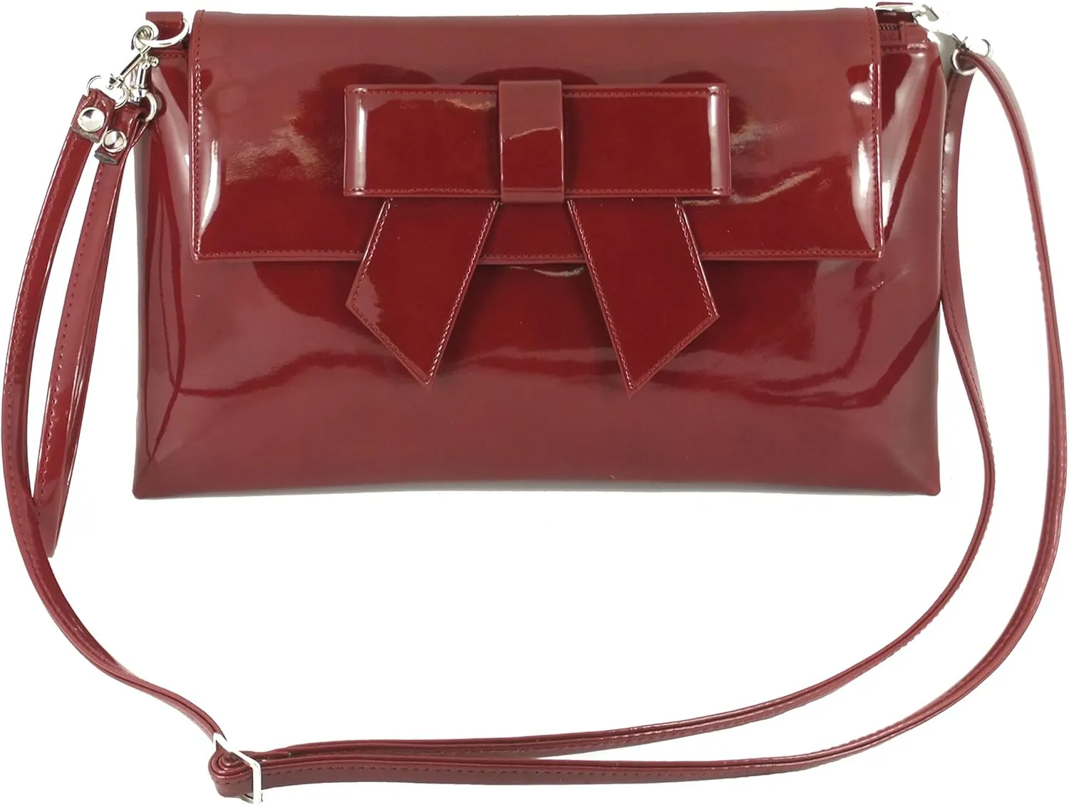 LONI Womens Clutch Bag Shoulder Bag Wristlet in Patent Faux Leather