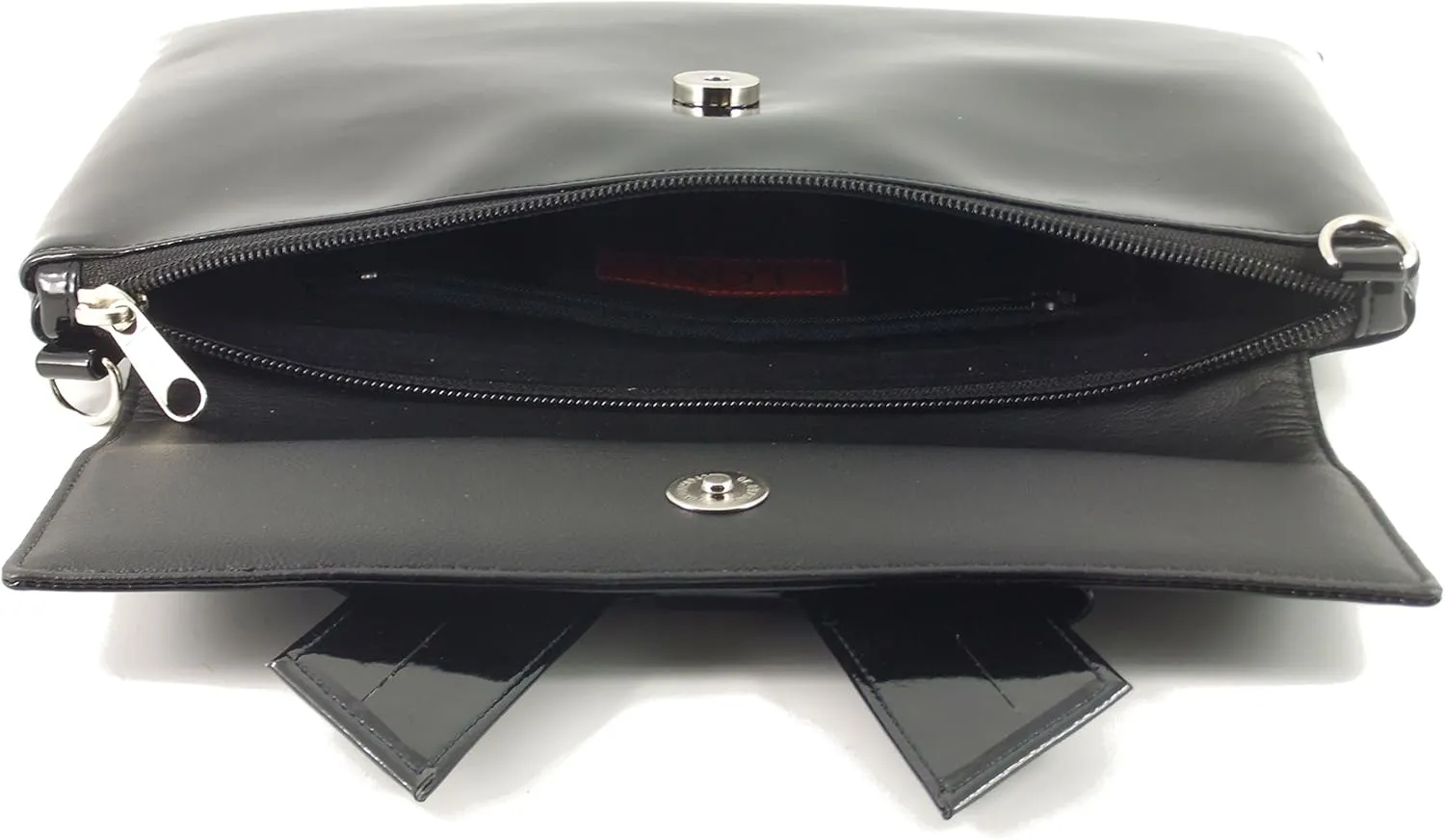 LONI Womens Clutch Bag Shoulder Bag Wristlet in Patent Faux Leather