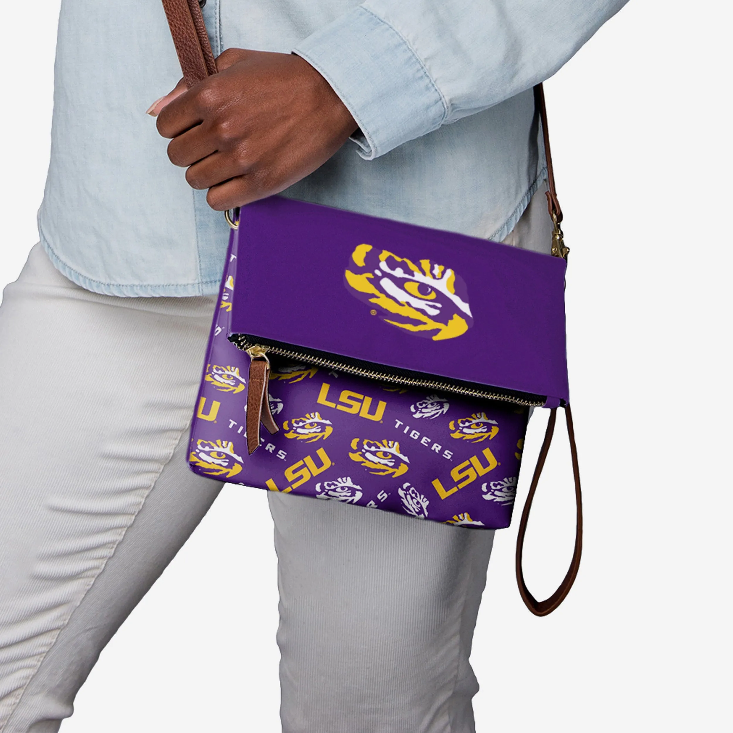 LSU Tigers Printed Collection Foldover Tote Bag