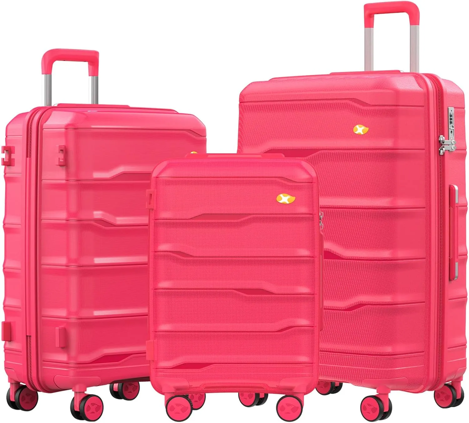 Luggage Sets 3 Piece, Hard Shell Luggage Sets with Spinner Wheels, PP Lightweight & Durable Suitcases with TSA Lock, Hardside Travel Suitcase Sets (20/24/28 inch), Red