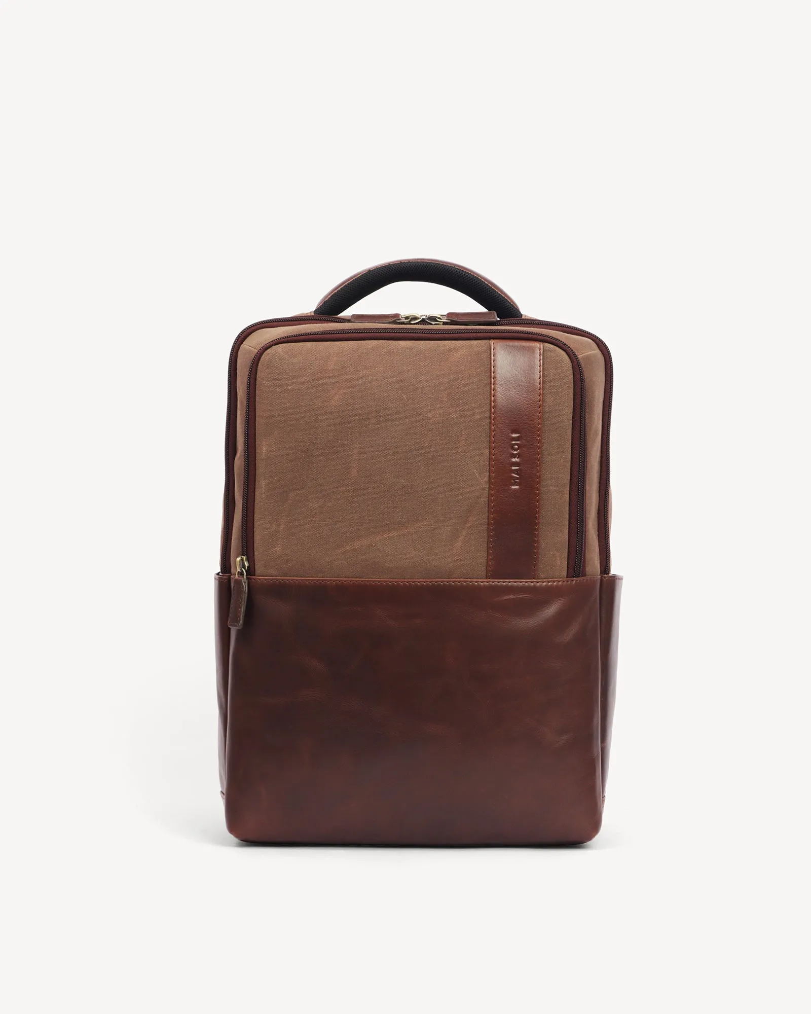 Lyon Waxed Canvas & Leather Backpack - Vintage Brown