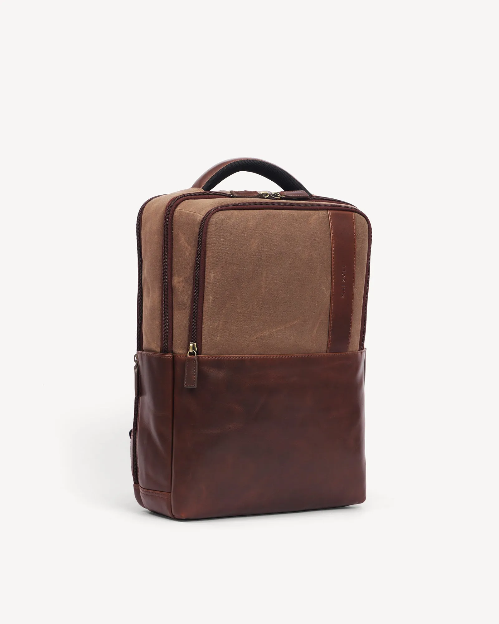 Lyon Waxed Canvas & Leather Backpack - Vintage Brown