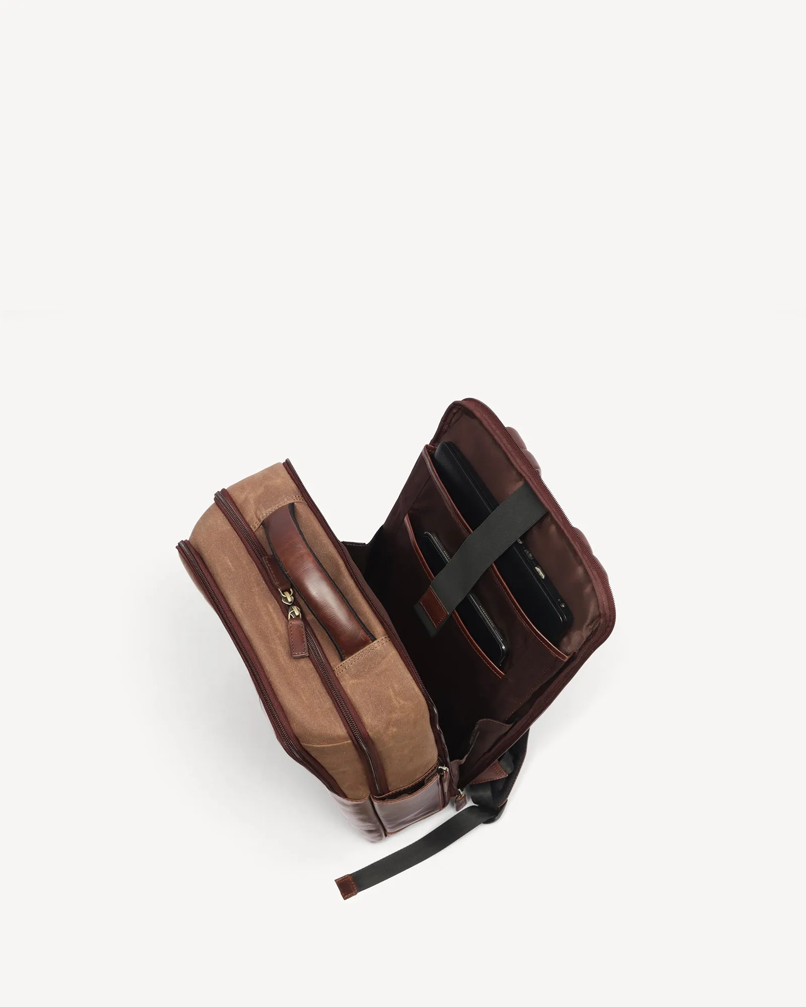 Lyon Waxed Canvas & Leather Backpack - Vintage Brown