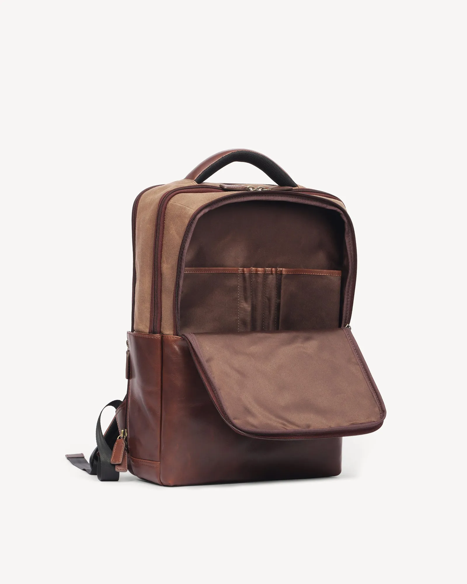 Lyon Waxed Canvas & Leather Backpack - Vintage Brown