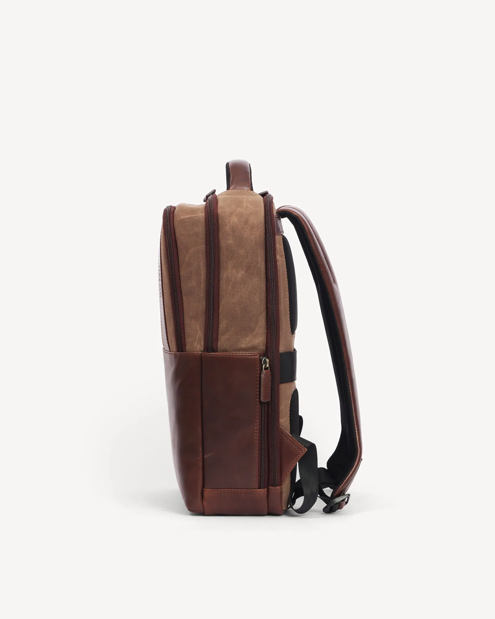Lyon Waxed Canvas & Leather Backpack - Vintage Brown
