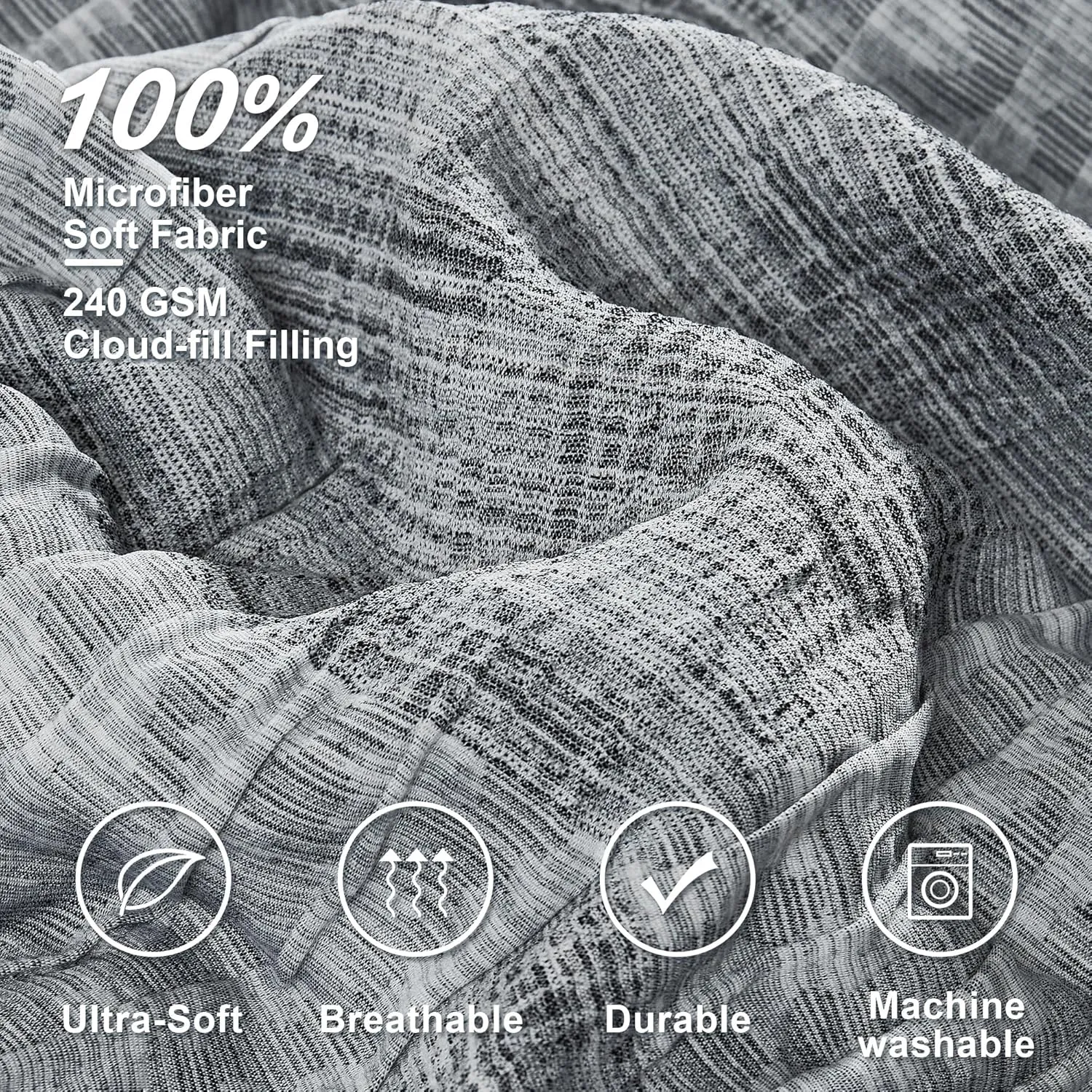 MaiRêve Charcoal Grey California King Comforter Set, Cozy& Lightweight Bed in A Bag Oversized King Comforter, All Season Cal King Comforter Set with Comforter, Fitted Sheet, Flat Sheet 108"x 92"