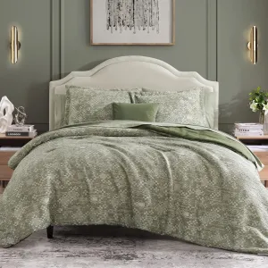 MaiRêve Queen Comforter Set Olive Green, Crinkle Textured Design Bedding Set 7 Pieces Bed in A Bag, All Season Farmhouse Comforter Set with Sheets, Pillowcases & Shams