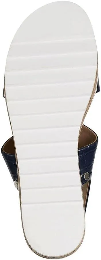 Marc Fisher Womens Gordy Embossed Faux Leather Wedge Sandals
