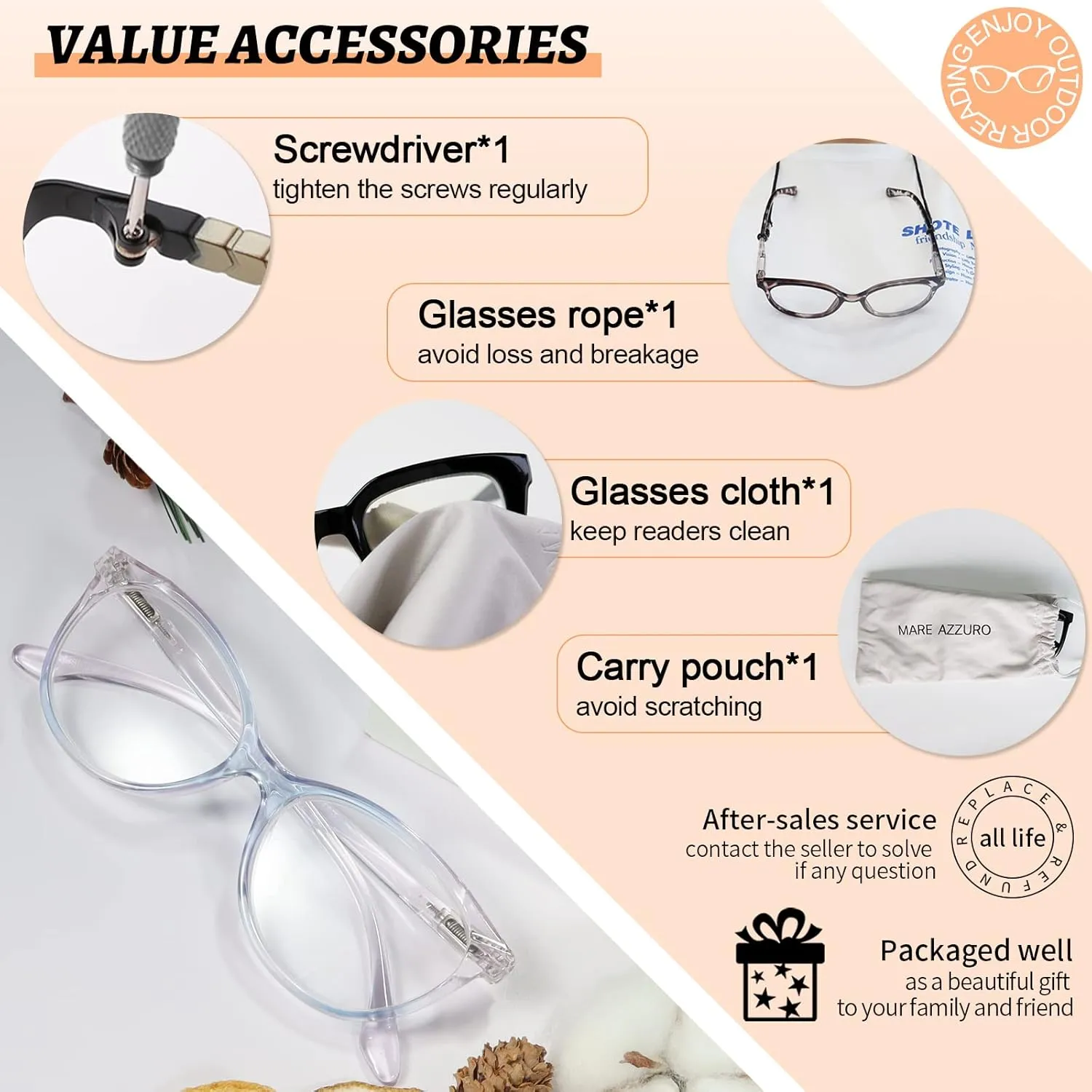 MARE AZZURO Clear Reading Glasses Women Fashion Round Readers 0 1.0 1.25 1.5 1.75 2.0 2.25 2.5 2.75 3.0 3.5 4.0 5.0 6.0