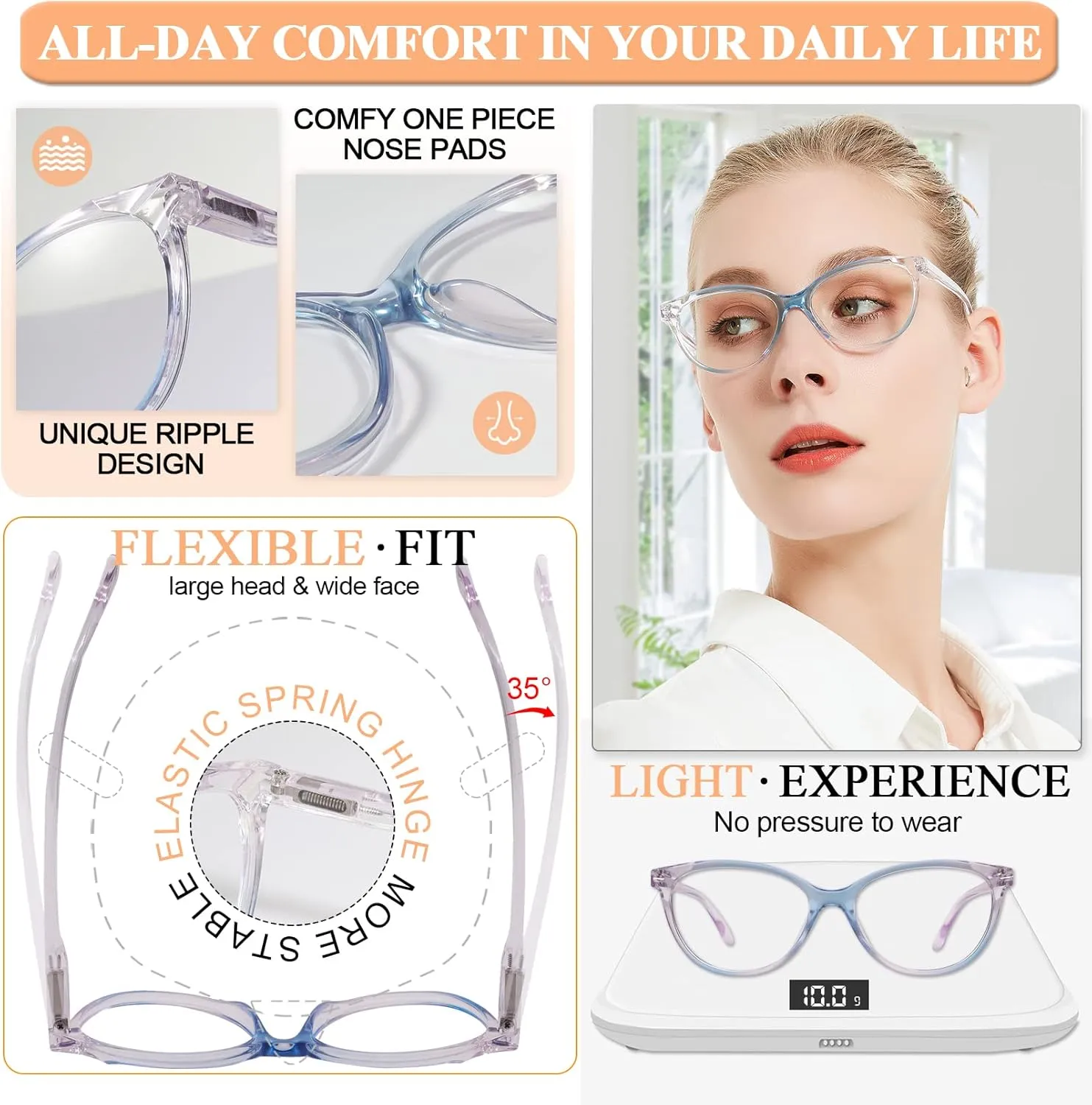MARE AZZURO Clear Reading Glasses Women Fashion Round Readers 0 1.0 1.25 1.5 1.75 2.0 2.25 2.5 2.75 3.0 3.5 4.0 5.0 6.0