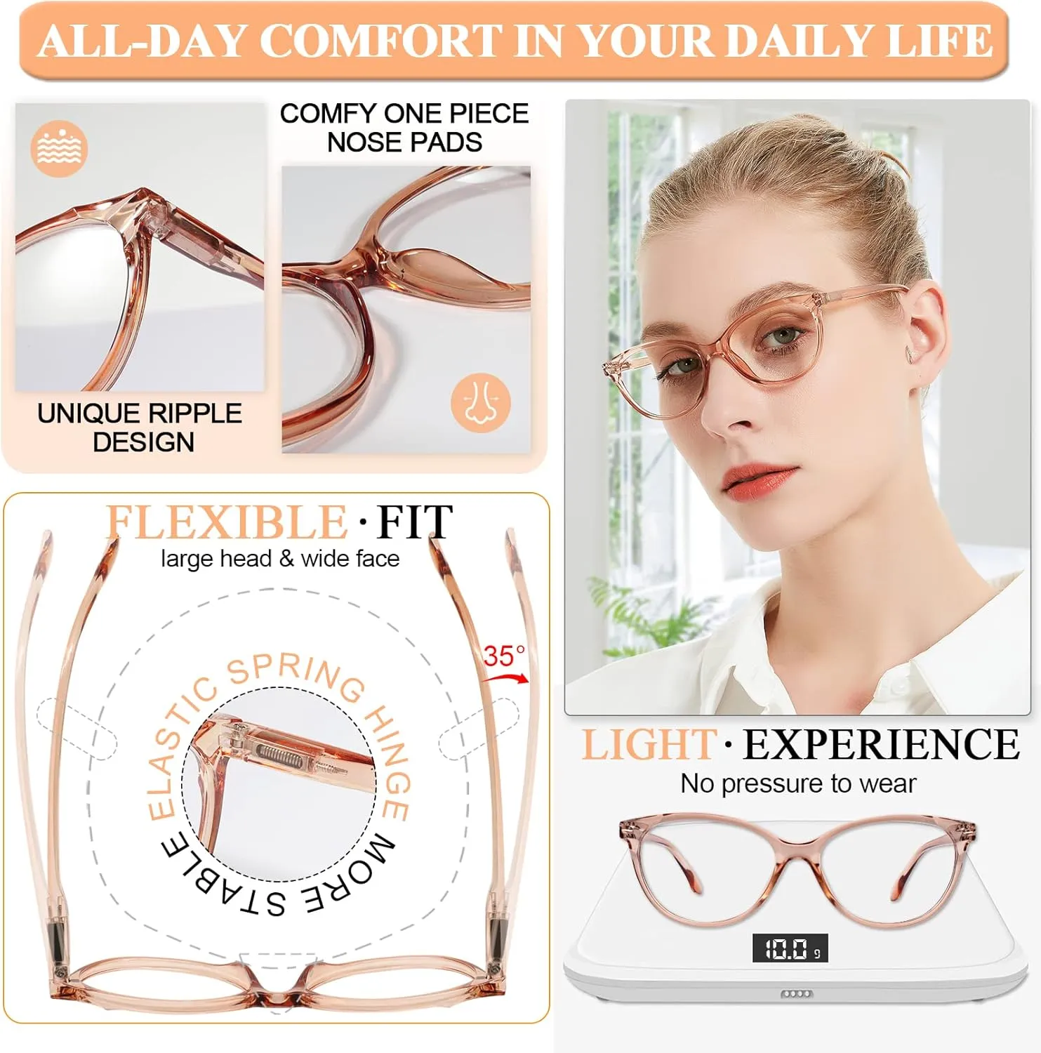 MARE AZZURO Clear Reading Glasses Women Fashion Round Readers 0 1.0 1.25 1.5 1.75 2.0 2.25 2.5 2.75 3.0 3.5 4.0 5.0 6.0