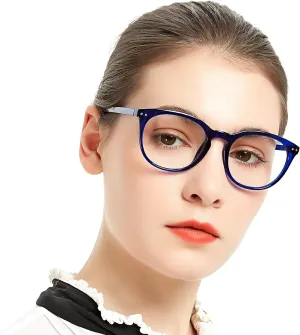 MARE AZZURO Reading Glasses Women Round Stylish Reader 0 1.0 1.25 1.5 1.75 2.0 2.25 2.5 2.75 3.0 3.5 4.0 5.0 6.0 (Blue 100)