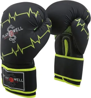 Martial Arts Premium Range: Childrens Pulse Boxing Sparring Gloves - Black/Yellow