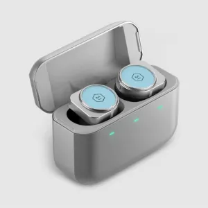 MASTER & DYNAMIC MW09 True Wireless Earphones - Turquoise and Silver/Silver Aluminum Case