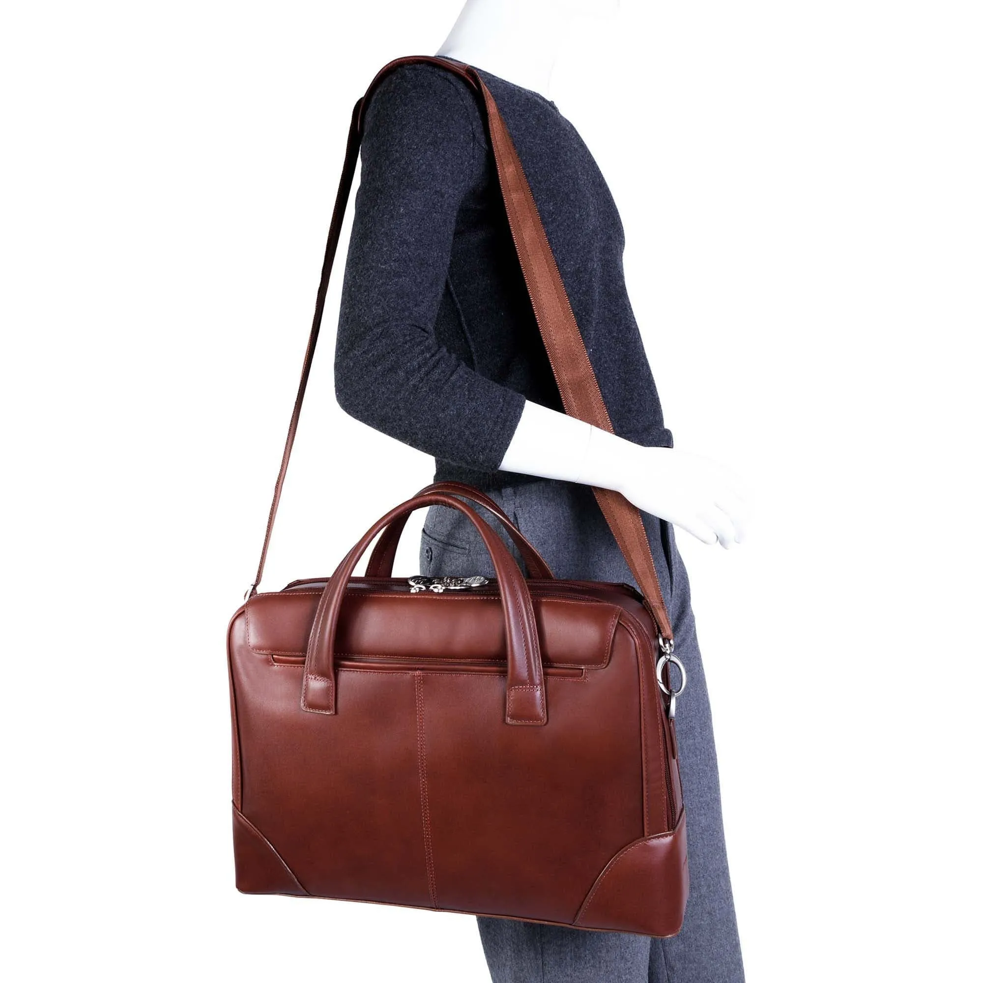 McKlein USA Harpswell 17" Leather Dual Compartment Laptop Briefcase