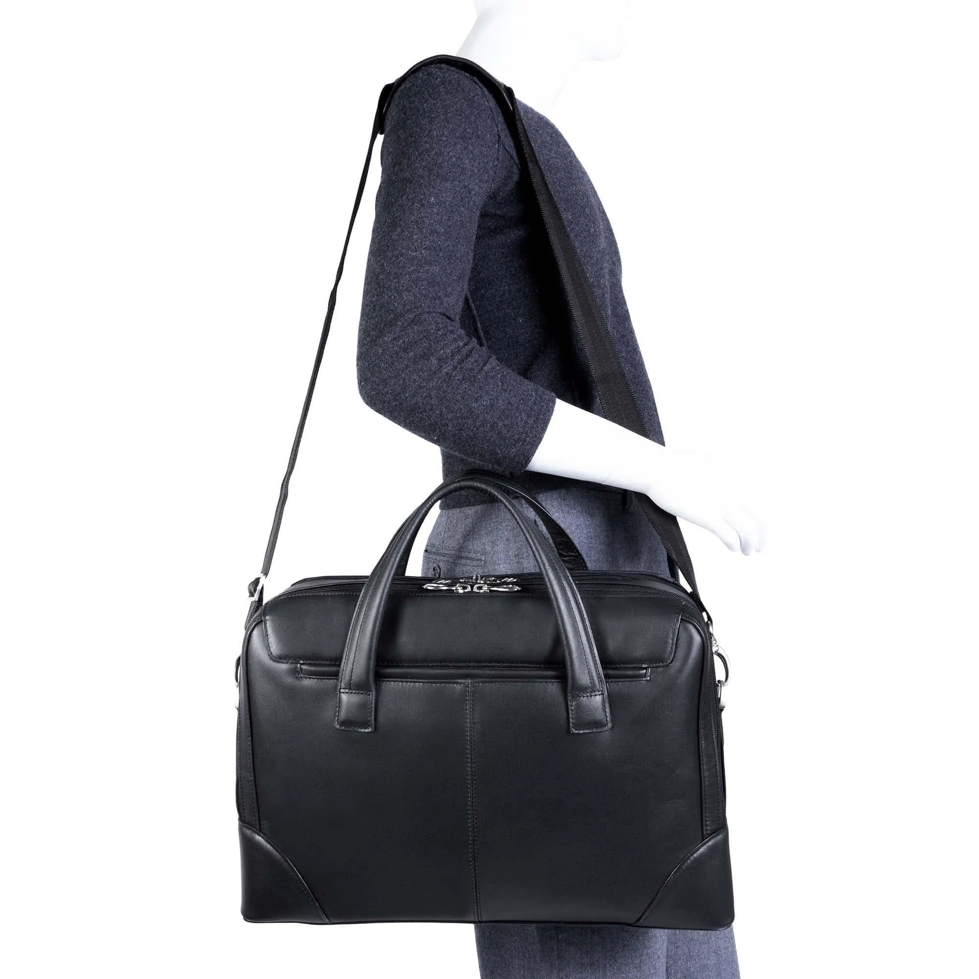 McKlein USA Harpswell 17" Leather Dual Compartment Laptop Briefcase