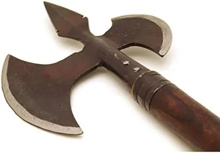 Medieval Warrior Triple Edge Forged Iron Functional Battle Axe