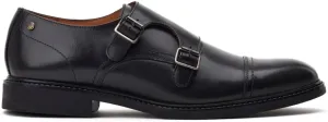 Mens Diablo Waxy Black Leather Double Monk Strap Shoes