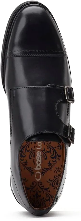 Mens Diablo Waxy Black Leather Double Monk Strap Shoes