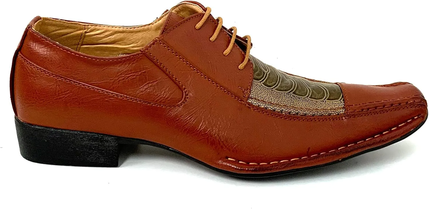 Men's Dress Shoes Lace Up Alligator Crocodile Oxfords Cowboy Western