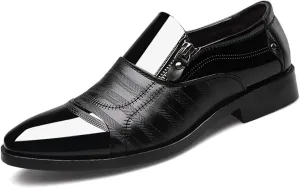 Men's Dress Shoes Patent Leather Loafers Classic Moccasins Zipper Oxford Formal Business Tuxedo Shoes