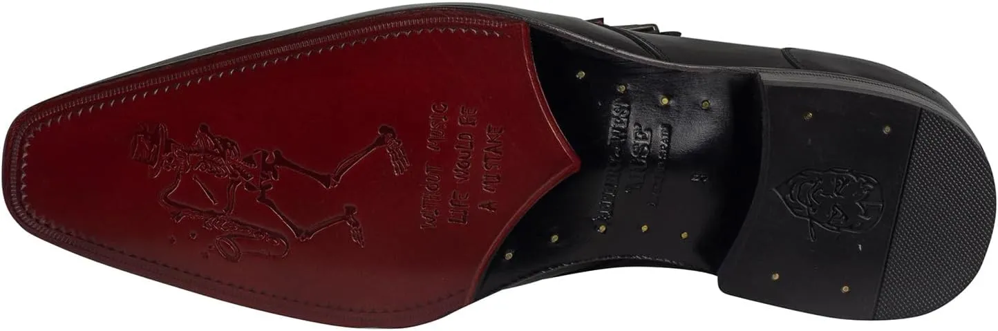 Men's Polished Buckle Leather Shoes, Black