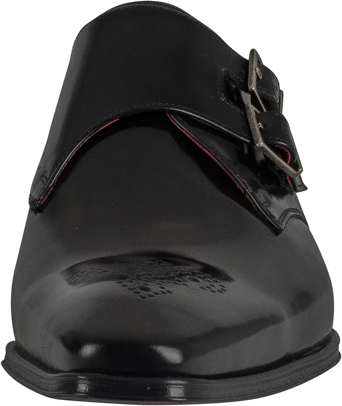 Men's Polished Buckle Leather Shoes, Black