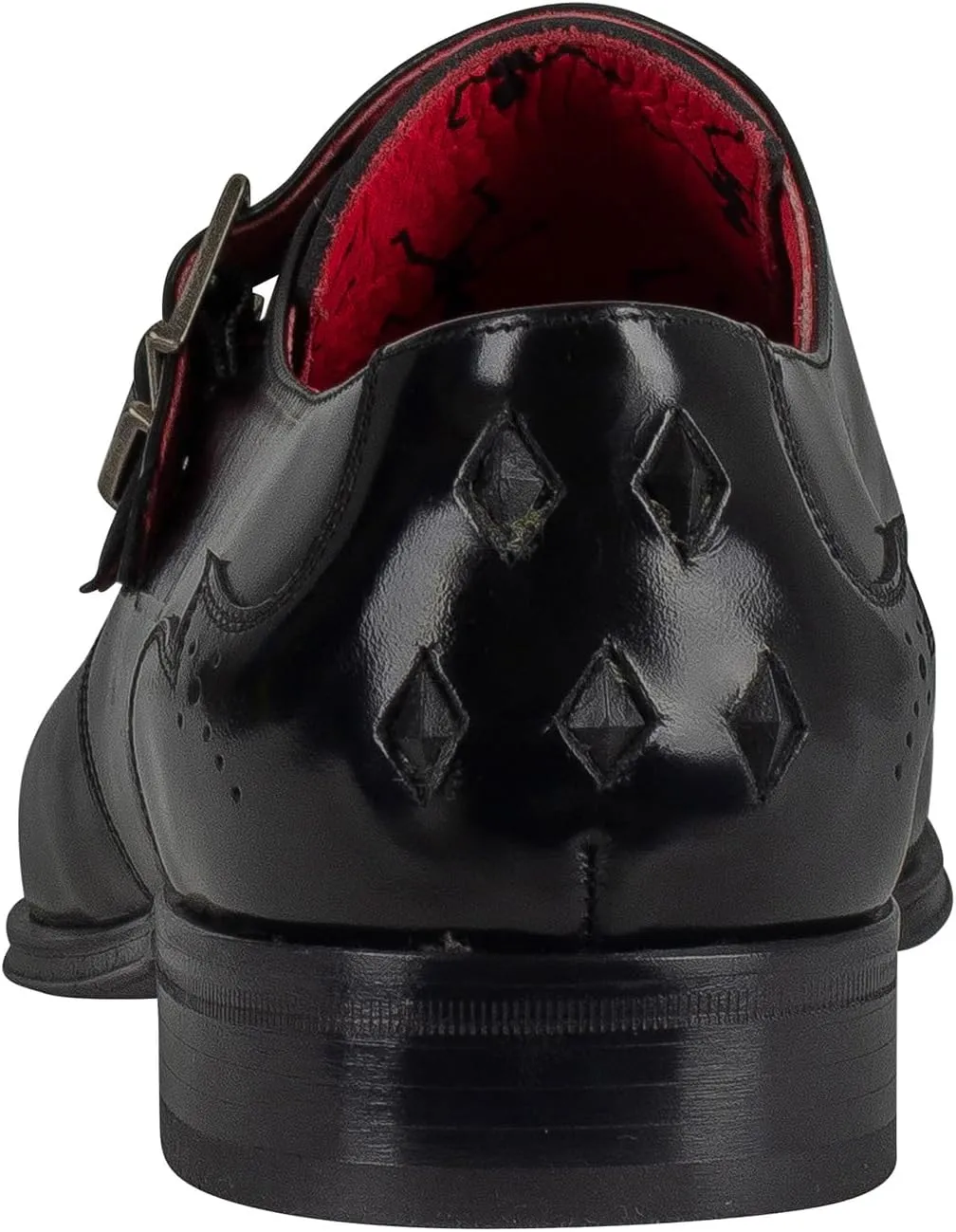 Men's Polished Buckle Leather Shoes, Black