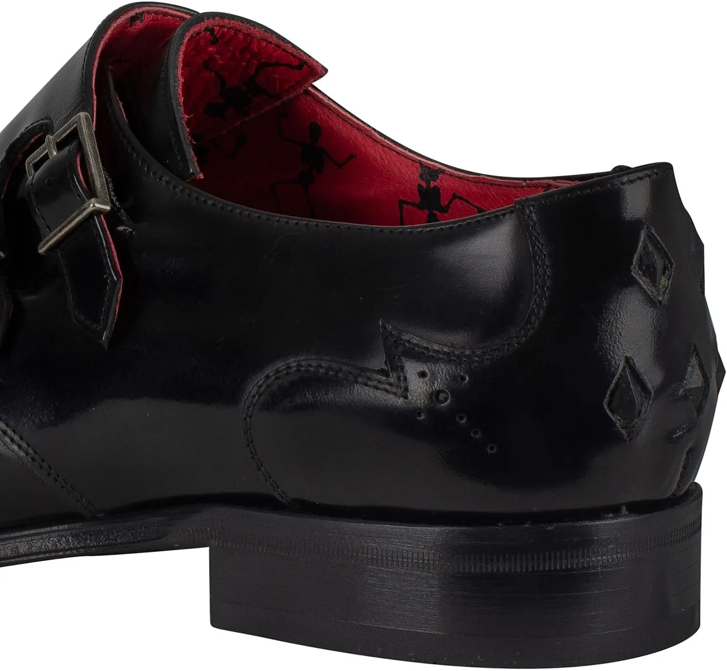 Men's Polished Buckle Leather Shoes, Black