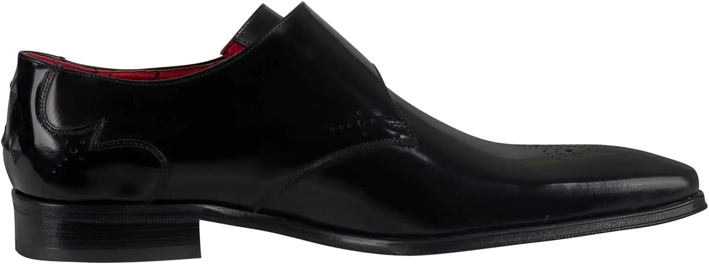Men's Polished Buckle Leather Shoes, Black