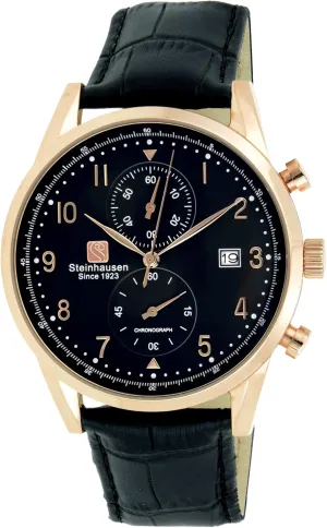 Men's S0919 Lugano Chronograph Stainless Steel and Black Leather Dress Watch