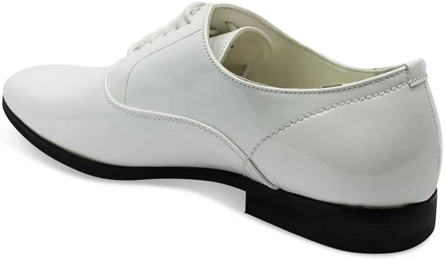 Men's Tuxedo Shoes Patent Leather Traditional Round Toe Lace Up Oxfords AZAR