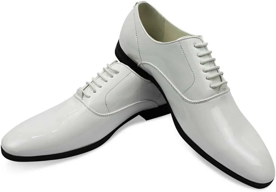 Men's Tuxedo Shoes Patent Leather Traditional Round Toe Lace Up Oxfords AZAR