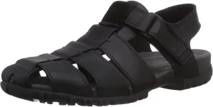 Mephisto Mens Basile Nubuck Leather Black Sandals 8 US