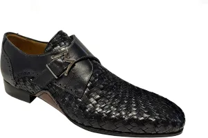 Mezlan Mens Woven Leather Monk Strap Black 9.5M