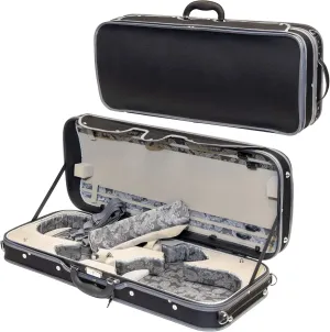 MI&VI NN-8001W Professional Double Violin Travel Case 4/4 (Full Size) Silk Interior | Hardwood Shell | Adjustable Straps | Fits Two 4/4 Full Size Violins - MIVI Music