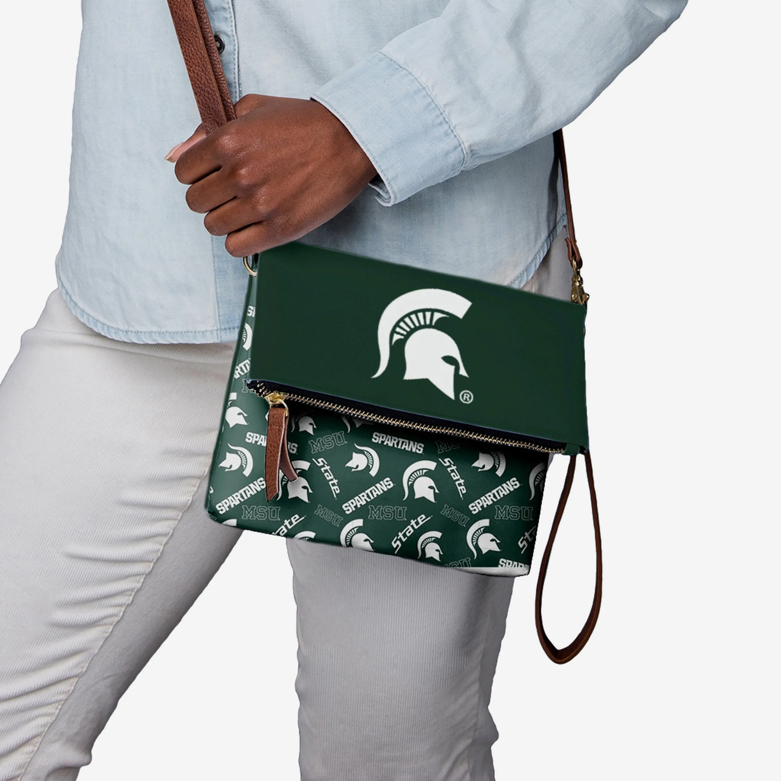 Michigan State Spartans Printed Collection Foldover Tote Bag