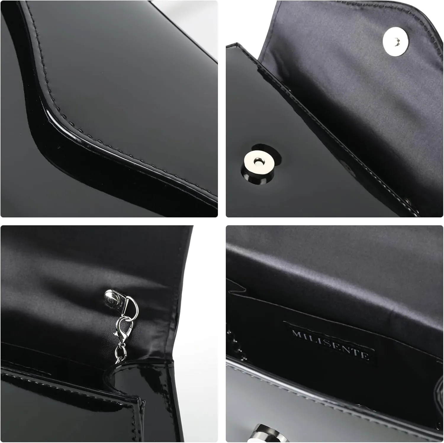 Milisente Women's Evening Bag Bridal Party Clutch Purses Cocktail Prom Handbags with Patent Leather